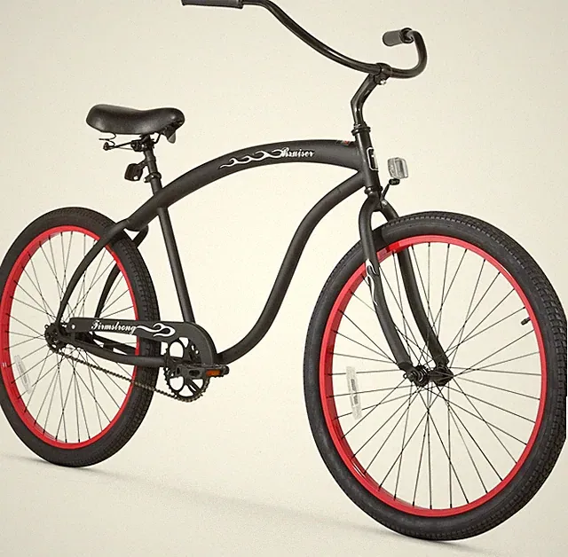 Firmstrong Firmstrong Bruiser Man Beach Cruiser Bicycle Matte Black/Red Rims
