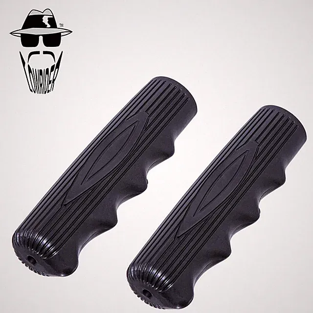 Original Lowrider 7/8" x 115mm Black Finger Groove Handlebar Grips Pair Cruiser.