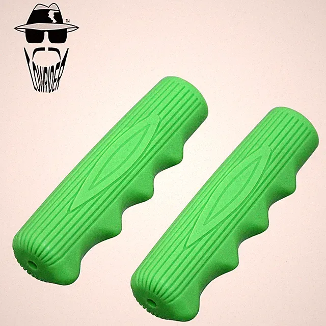 Original Lowrider 7/8" x 115mm Green Finger Groove Handlebar Grips Pair Cruiser.