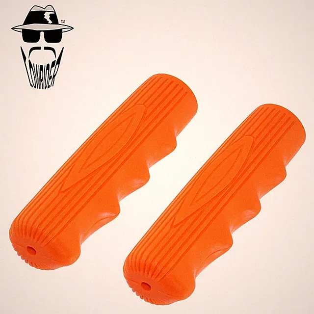 Original Lowrider 7/8" x 115mm Orange Finger Groove Handlebar Grips Pair Cruiser