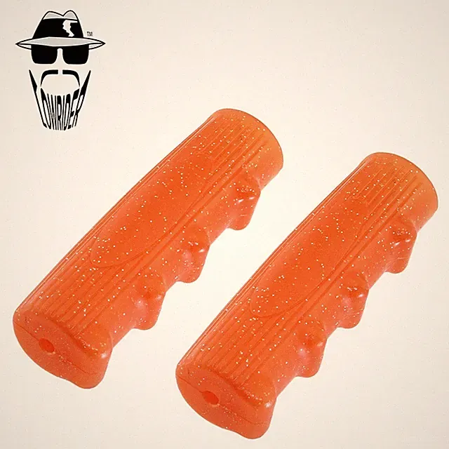 Original Lowrider 7/8" x 116mm Sparkle Orange Rubber Finger Groove Bicycle Grips