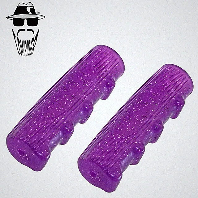 Original Lowrider 7/8" x 116mm Sparkle Purple Rubber Finger Groove Bicycle Grips