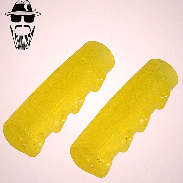 Original Lowrider 7/8" x 116mm Sparkle Yellow Rubber Finger Groove Bicycle Grips