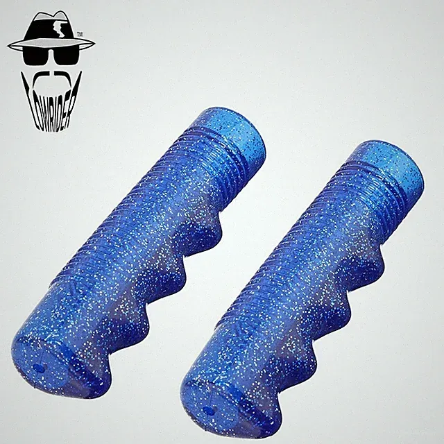 Original Lowrider Metallic Sparkle Flake Grips 7/8" x 115mm Sparkle Blue Pair.
