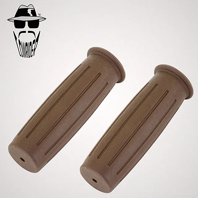 Original Lowrider Vintage Retro Brown Grips – Smooth Line Classic Cruiser Style.